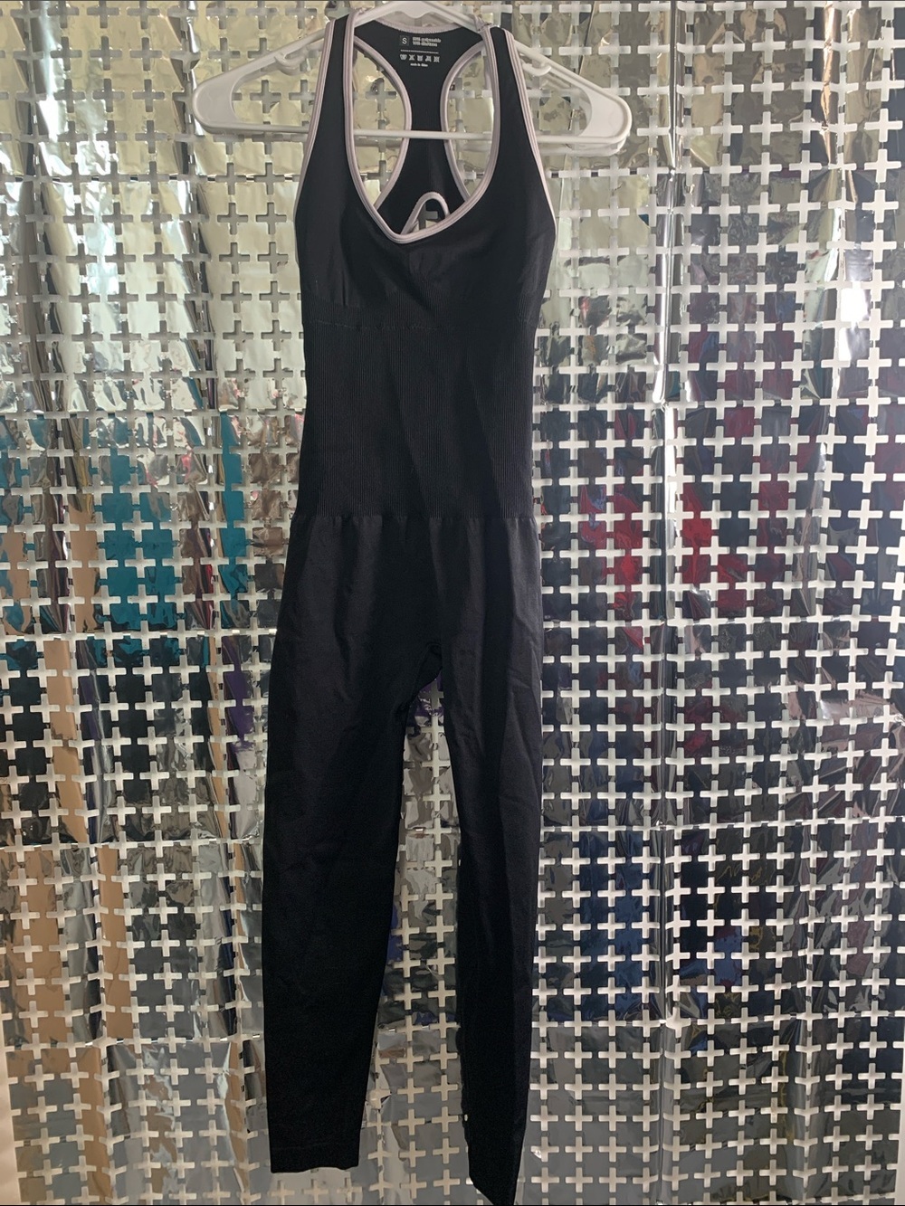 Black Racerback Athletic Jumpsuit with Contrast Trim